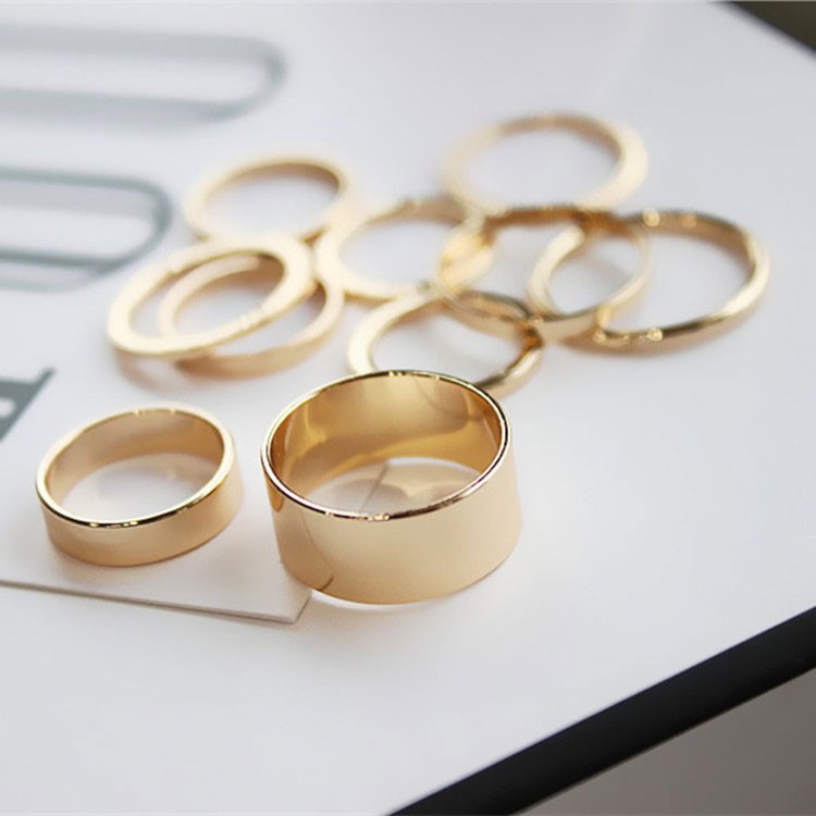 XiaoboACC Set 10 Nhẫn Kim Loại Phong Cách Hàn Quốc Hợp Thời Trang Dành Cho Nữ