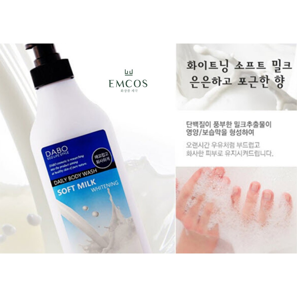 Sữa Tắm Làm Sạch Và Trắng Da Tinh Chất Sữa Dabo Whitening Soft Milk (750ml) - Hàn Quốc Chính Hãng