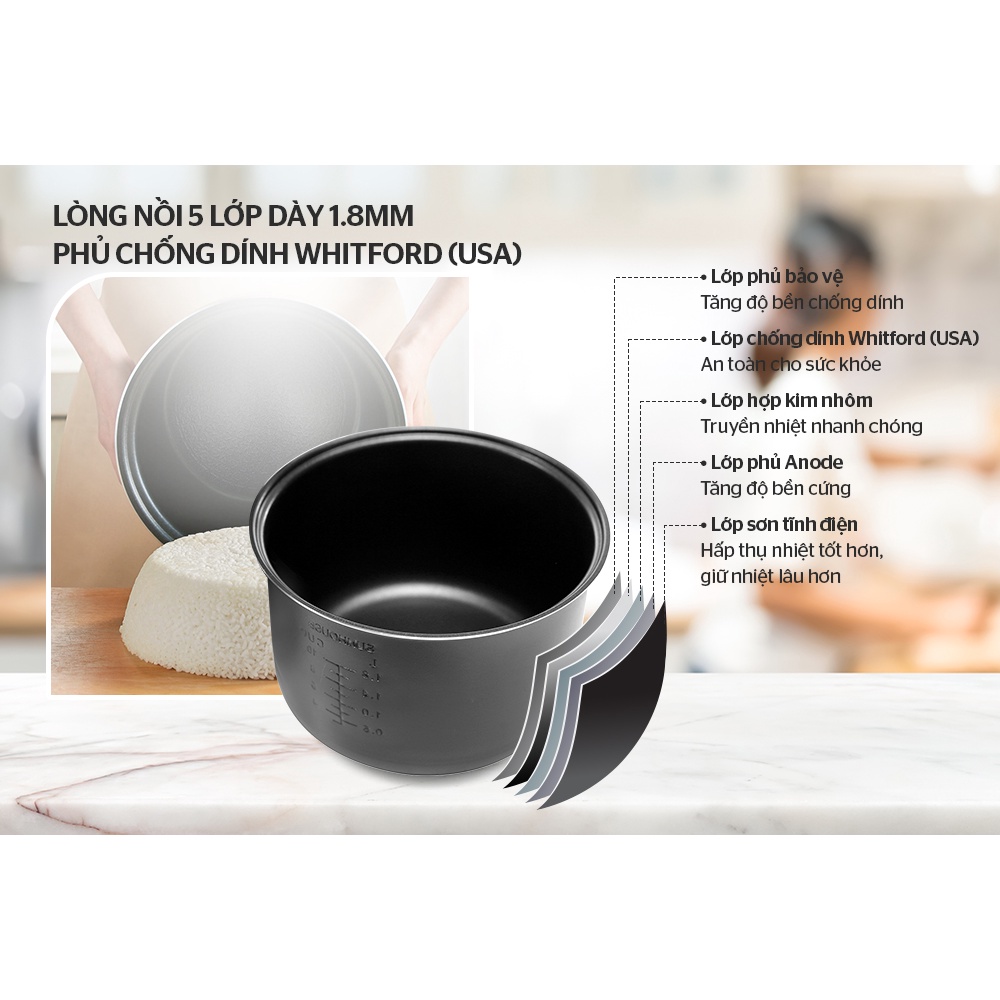 Nồi Cơm Điện Sunhouse 1.8 lít SHD 18S