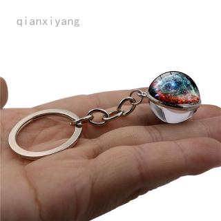 Qinxiyang Móc Khóa Hai Mặt Hình Quả Bóng Thủy Tinh Mặt Trăng Vũ Trụ Mặt Trời Sao Hỏa Nghệ Thuật Hai Mặt Galaxy Nebula