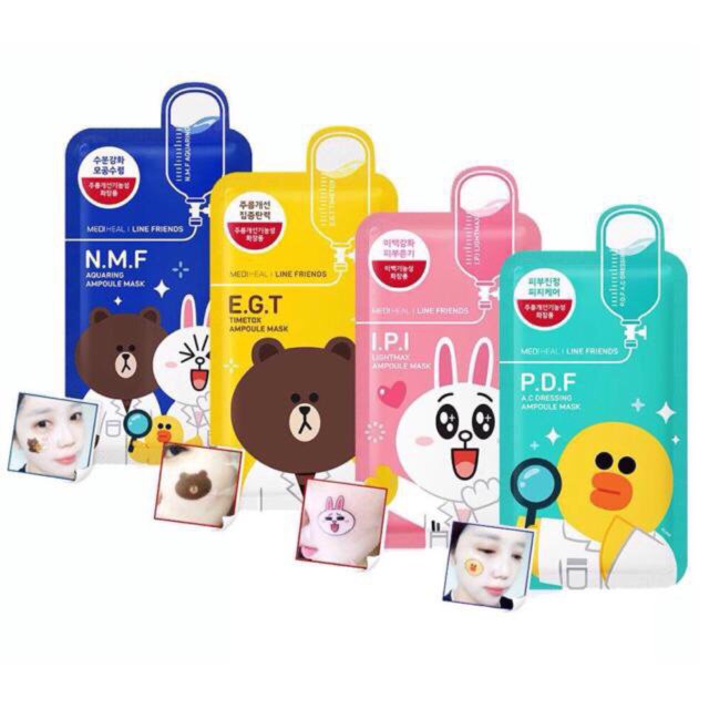 [CHÍNH HÃNG] Mặt nạ Mediheal Line Friends Gấu Thỏ Vịt Hàn Quốc