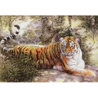 Tranh dán tường 3D con hổ - tranh hổ đẹp - vải lụa phủ kim sa