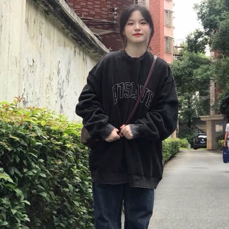 ÁO SWEATER màu đen chữ trắng A11SLAVE - áo thu đông