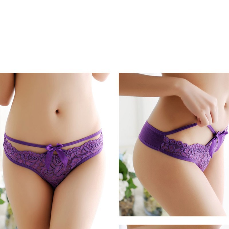 Quần lót phối ren và dây có đính nơ gợi cảm cho nữ