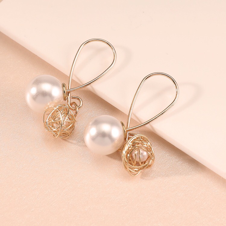 Bông Tai Nữ Hợp Kim ERASHOP 074219 - Ngoặc Châu Đá Tiểu Thư, Sang Trọng, Phù Hợp Đi Tiệc, Đi Chơi, Rẻ Đẹp