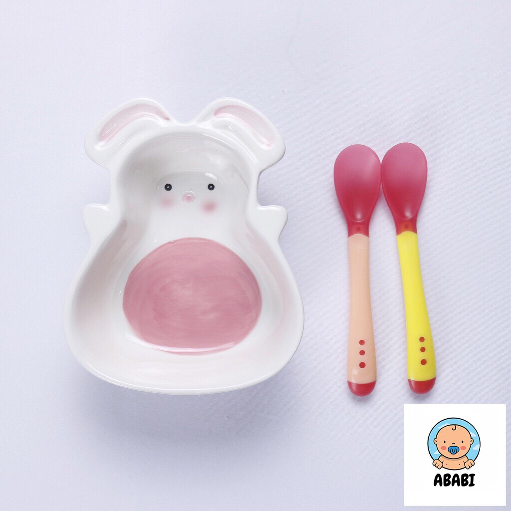 (Tặng Thìa) Bát Ăn Dặm ,Bát Gốm Sứ Cao Cấp Hình Thú,Hoa Quả GoodBaby