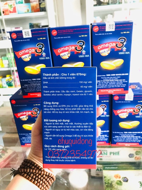 DẦU CÁ OMEGA 3 VINH GIA lọ 100 viên