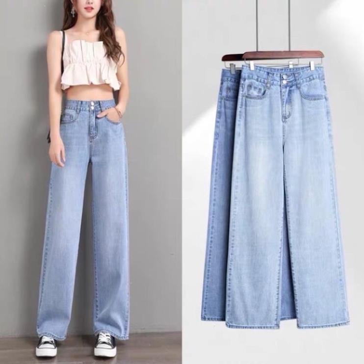 Quần jean bò ống rộng quần jean bò ống suông jeans nữ cạp cao hot 2022 SKShop22 | BigBuy360 - bigbuy360.vn