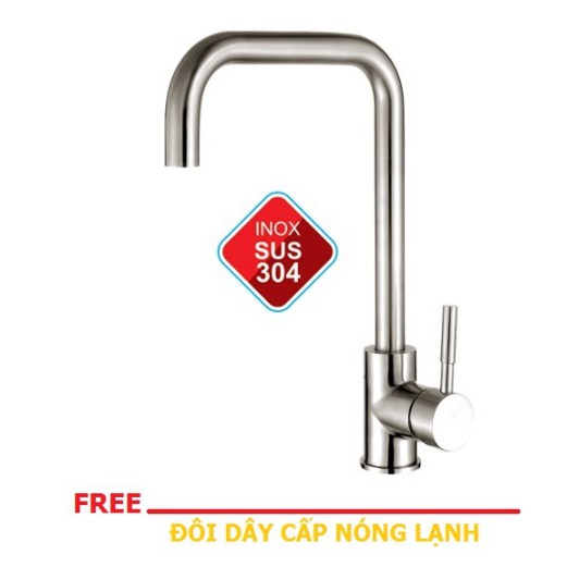 VÒI CHẬU RỬA CHÉN BÁT, VÒI BẾP NÓNG LẠNH INOX 304 GẮN CHẬU TẶNG 02 DÂY CẤP NÓNG LẠNH