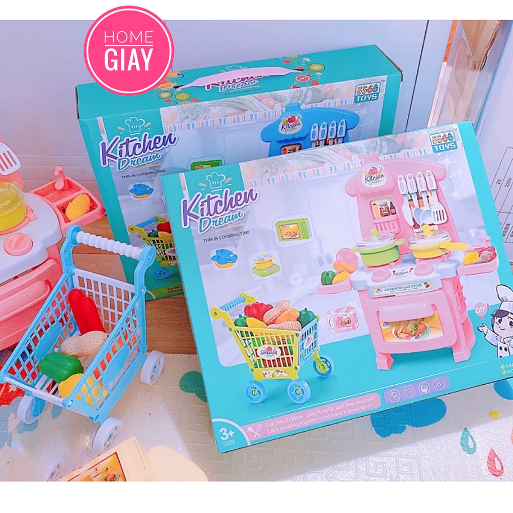 Bộ Đồ Chơi Nấu Ăn Nhà Bếp Kèm Xe Đẩy Siêu Thị Dành Cho Bé shop Home Giay