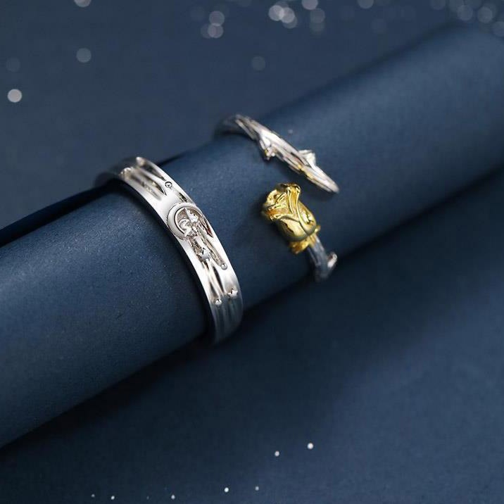 Cặp Nhẫn Đôi Họa Tiết Hoa Hồng Thời Trang Dành Cho Nam Và Nữ