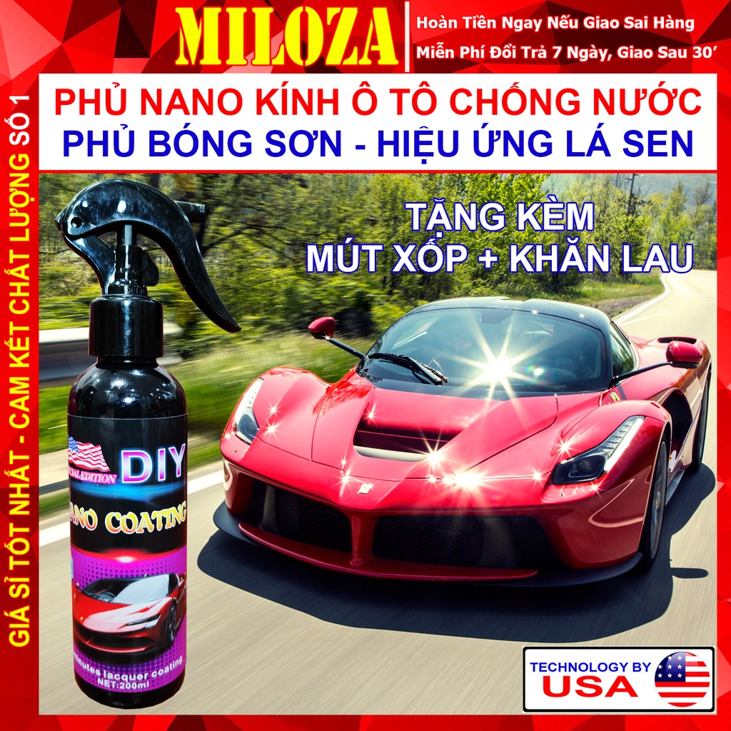 Bình Xịt Nano - Ceramic Wax Phủ Kính Ô tô Xịt Bóng Xe Máy Chống Nước Kính,