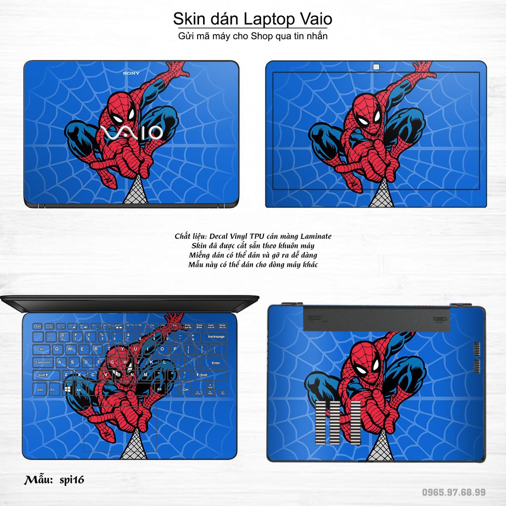 Skin dán Laptop Sony Vaio in hình người nhện Spiderman (inbox mã máy cho Shop)