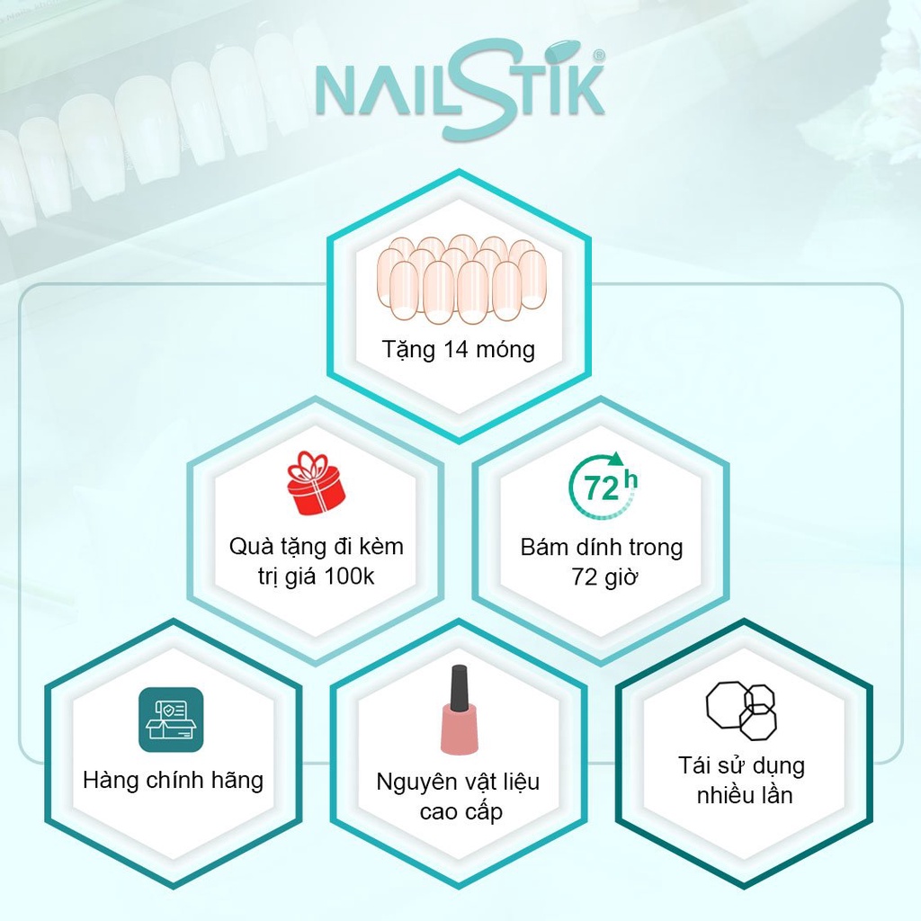 Móng úp thiết kế by NAILSTIK, màu xanh, form móng bầu, ngắn/dài,  059