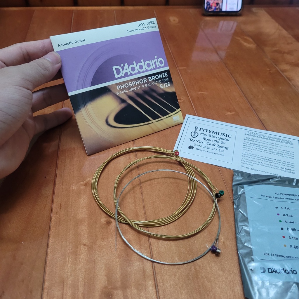 [Kèm quà tặng] Dây đàn guitar acoustic D Addario EJ26 size 11 TYTYmusic