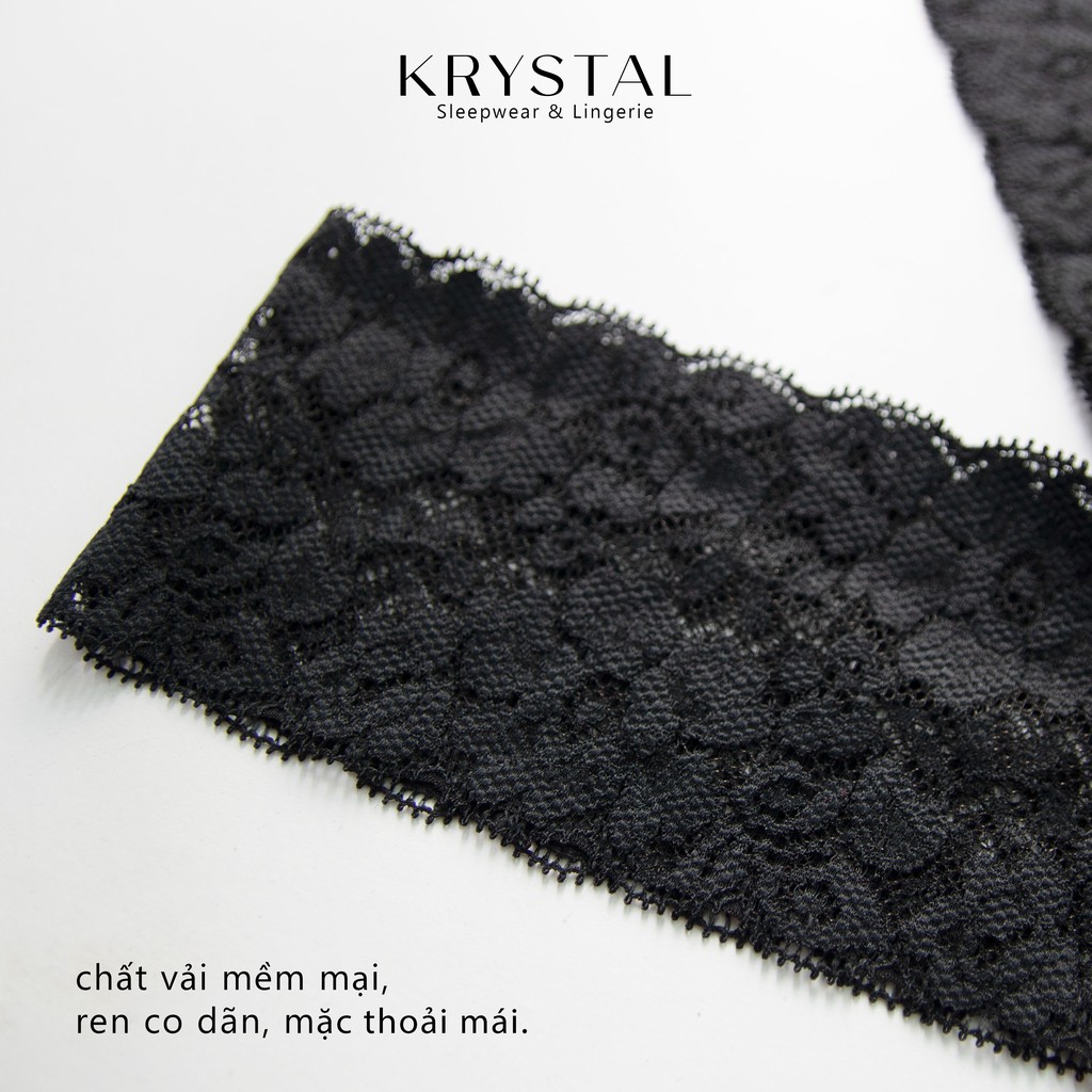 Bộ đồ lót ren không gọng màu đen phối ren họa tiết KRYSTAL Bralette KSB02