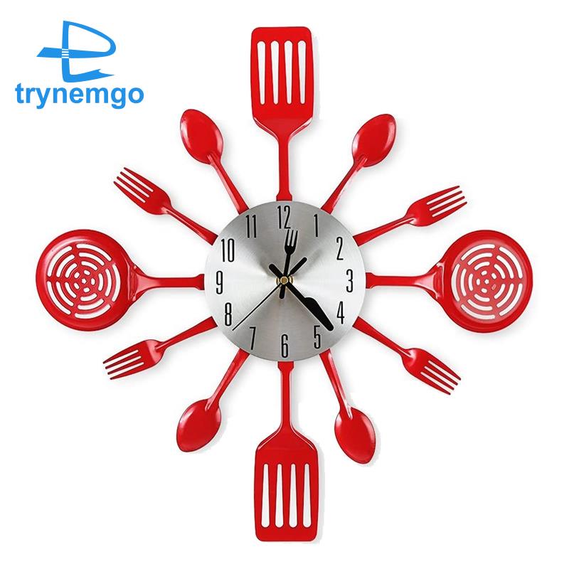 Đồng Hồ Treo Tường Hình Dụng Cụ Nhà Bếp 16 Inch 3D Độc Đáo