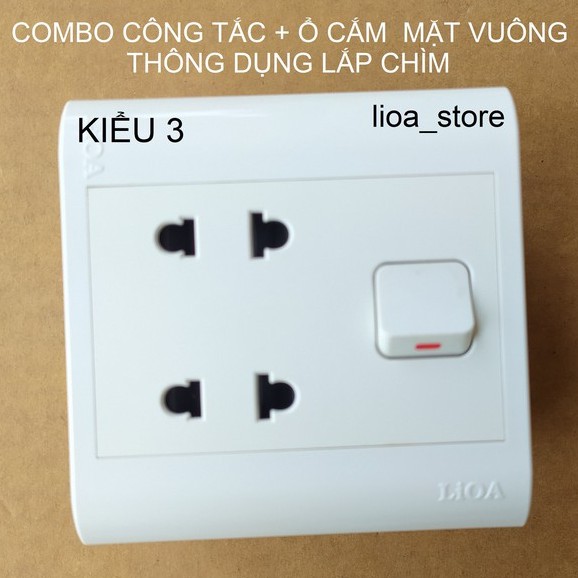 COMBO CÔNG TẮC + Ổ CẮM  THÔNG DỤNG MẶT VUÔNG LẮP CHÌM.