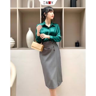 Áo sơ mi trơn lụa satin ENVY S156 basic đi học đi làm
