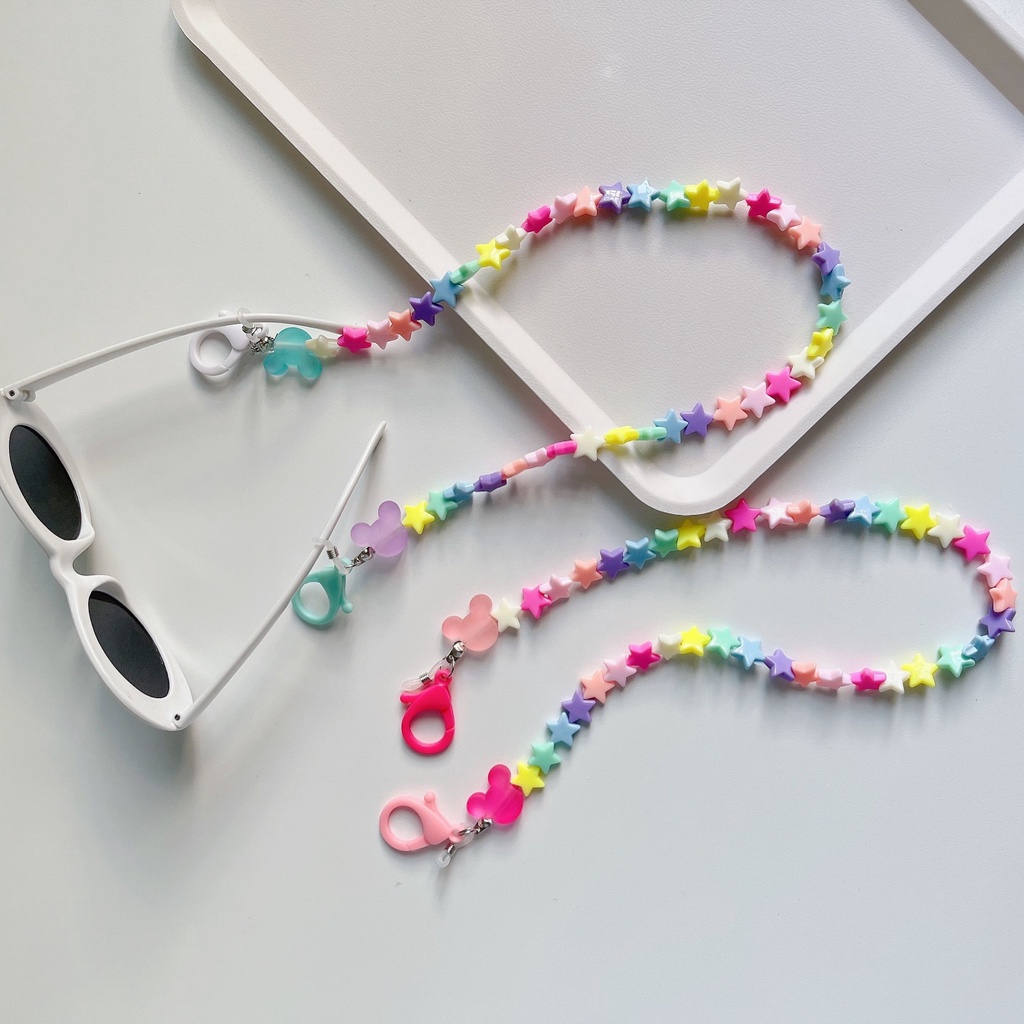 Dây Xích Đeo Kính Bằng acrylic Hình Ngôi Sao Hoạt Hình Màu Kẹo Ngọt Sáng Tạo