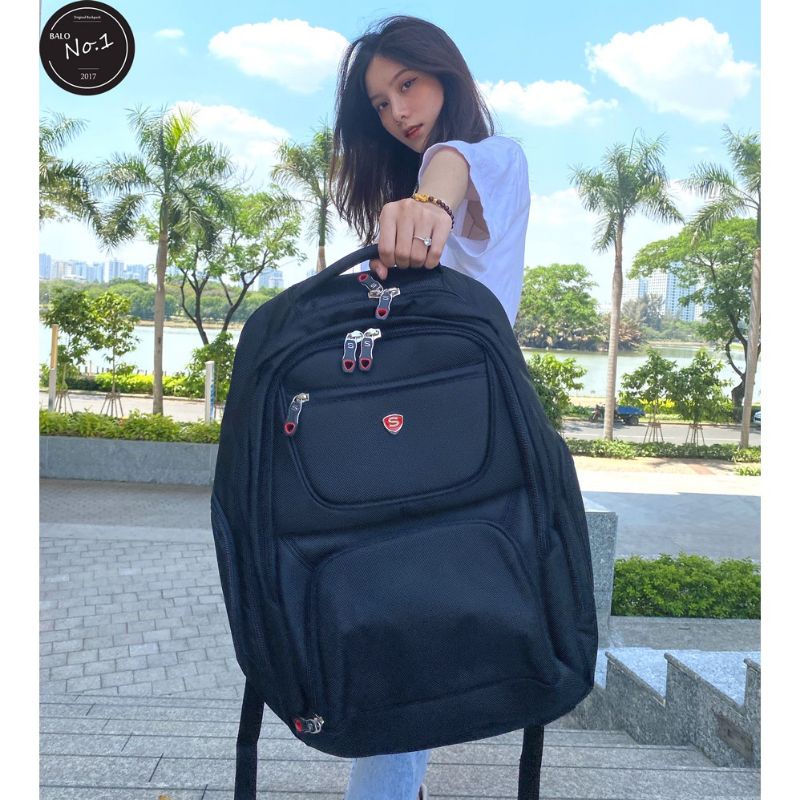 "Sale Sốc" Balo latop 15 inch Sakos, Balo du lịch SAKOS ATOM i15 xanh than và đen