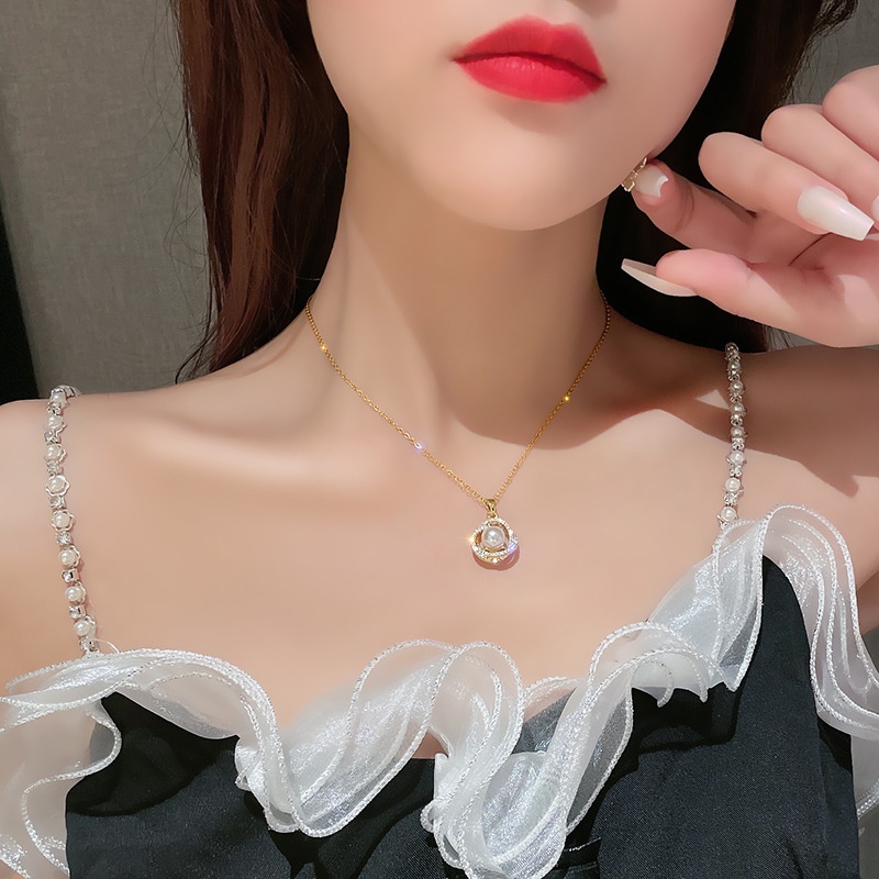 Vòng cổ Màu Vàng Đính Ngọc Trai Thời Trang Sang Trọng
