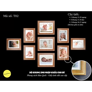 Bộ khung ảnh treo tường cao cấp phong cách Hàn Quốc cho bé - Mã số T02