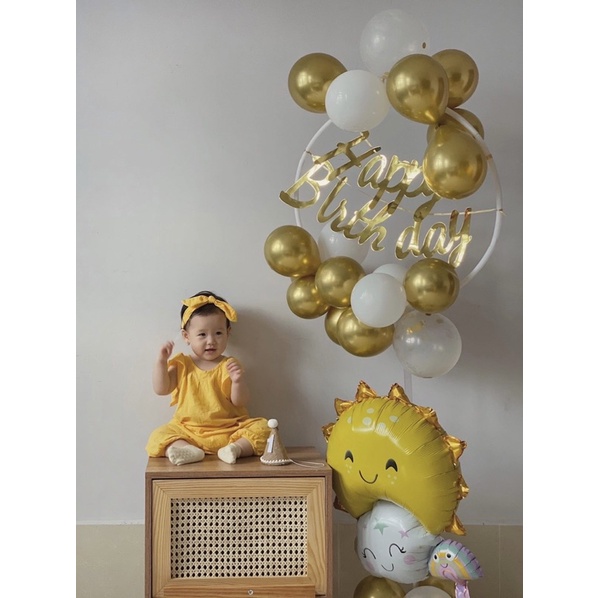 Bộ liền thân + băng đô  vàng mơ em bé nanci room
