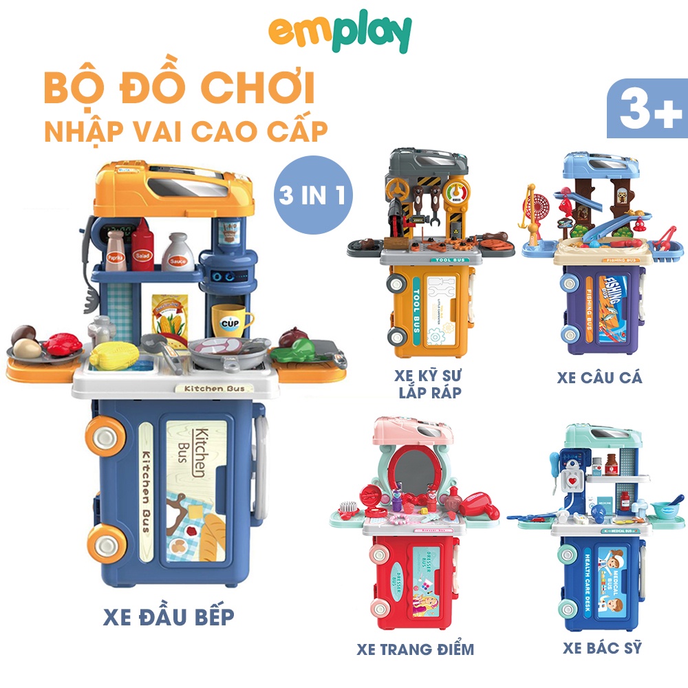 Đồ chơi cho bé nhập vai giáo dục sớm 3 trong 1 Emplay 5 mô hình câu cá nấu ăn trang điểm kỹ sư bác sĩ bằng nhựa cao cấp