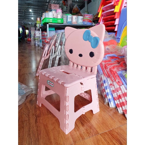 GHẾ NHỰA XẾP CÓ LƯNG TỰA MÈO HELLO KITTY NHỰA CHÂU HƯNG