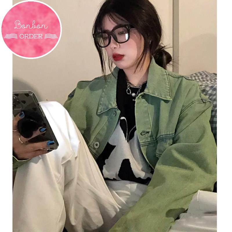 ÁO KHOÁC JEAN ULZZANG XANH LÁ -