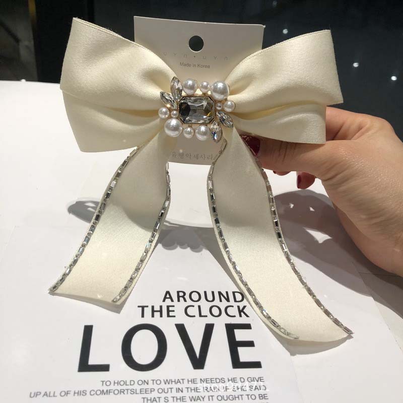 Kẹp Tóc Hình Nơ Đính Ngọc Trai Thời Trang Cho Nữ