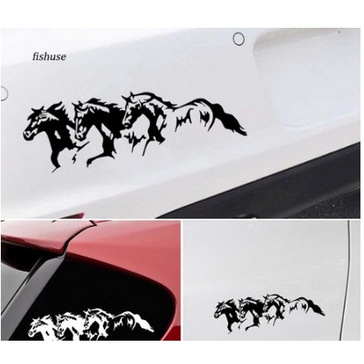 Decal phản quang hình đàn ngựa chạy cho xe hơi ô tô Miếng dán tem Sticker song phi mã đáo thành công
