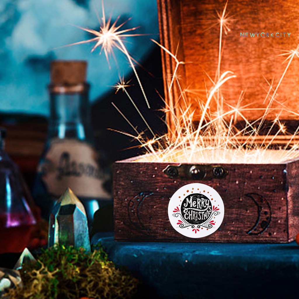 Cuộn 500 Nhãn Dán Trang Trí Giáng Sinh Tự Dính Bằng Giấy Kraft In Chữ Tiếng Anh Dễ Thương