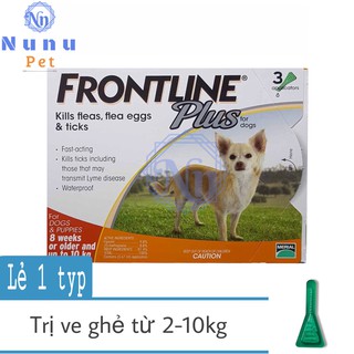 Thuốc nhỏ gáy trị ve ghẻ, bọ chét cho chó - 1 ống Frontline Plus chó 2-10kg