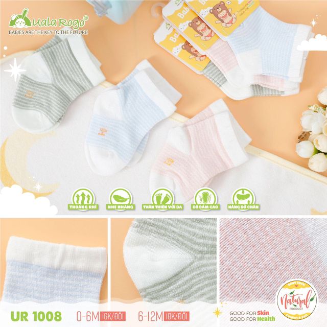 Ualarogo Tất lưới chống trơn cho bé 0 - 6M, 6-12M (nhiều mẫu)