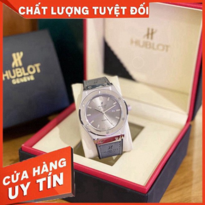 (Hublot viền trơn) Đồng hồ nam Hublot (Size 42MM) hàng đẹp, dây da fullbox  - Bảo hành 12 tháng (Đồng hồ Hulo)