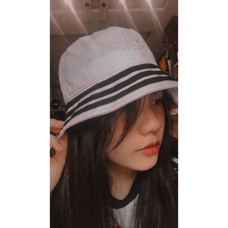 Mũ bucket 3 sọc trefoil logo sẵn 2 màu hàng chuẩn 1:1