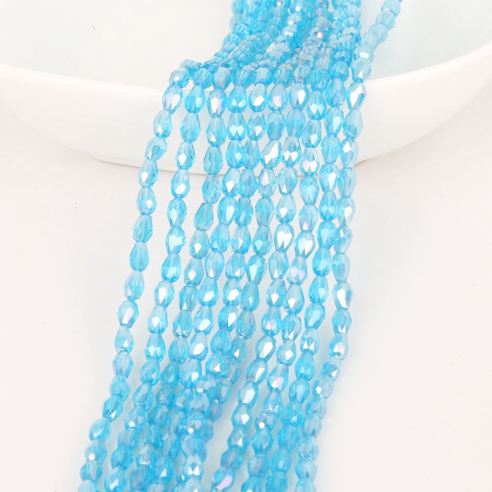 Bộ 70 hạt pha lê xỏ lỗ hình giọt nước mặt cắt 4 * 6mm dùng làm trang sức DIY