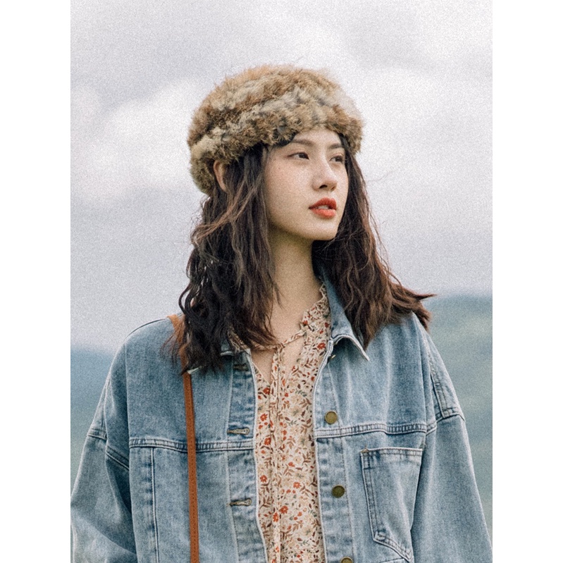 Mũ lông đội đầu boho dân tộc giữ ấm mùa thu đông phụ kiện du lịch - Mã DD001 The Collar Box