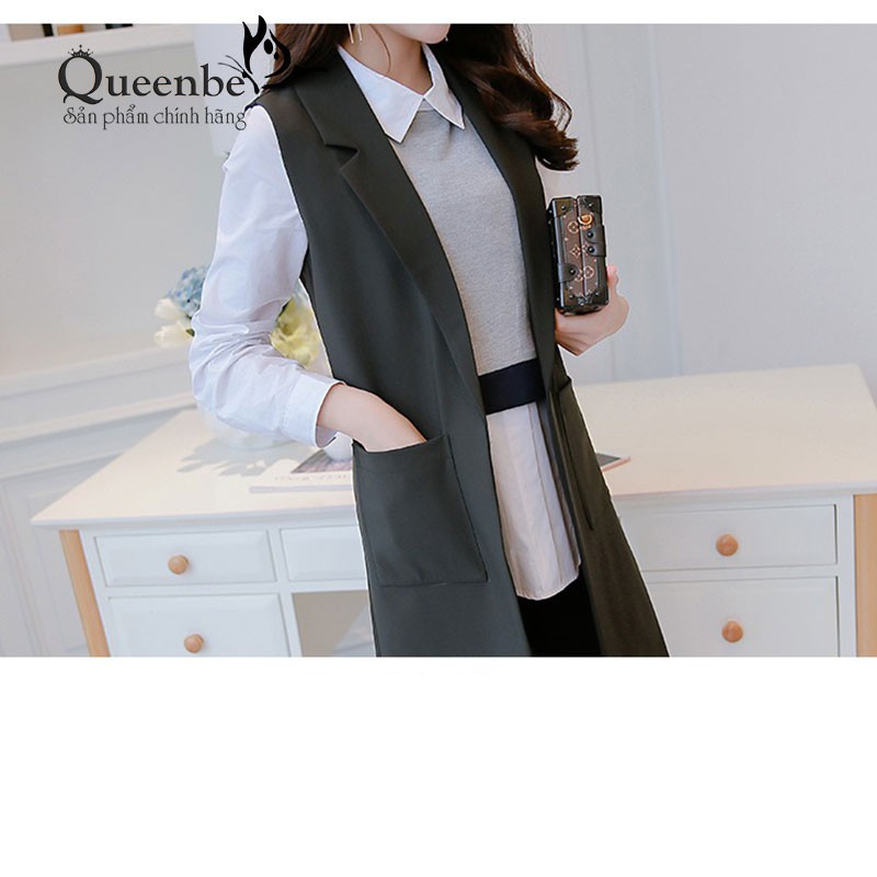 Áo vest nữ màu đen áo gilê sát nách cardigan Queenbe GLA215 Cuocsongvang