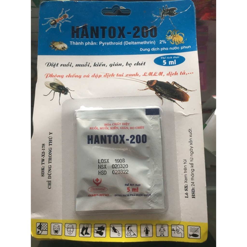 Hantox 200 (5ml) diệt ruồi, muỗi, kiến, gián, bọ chét