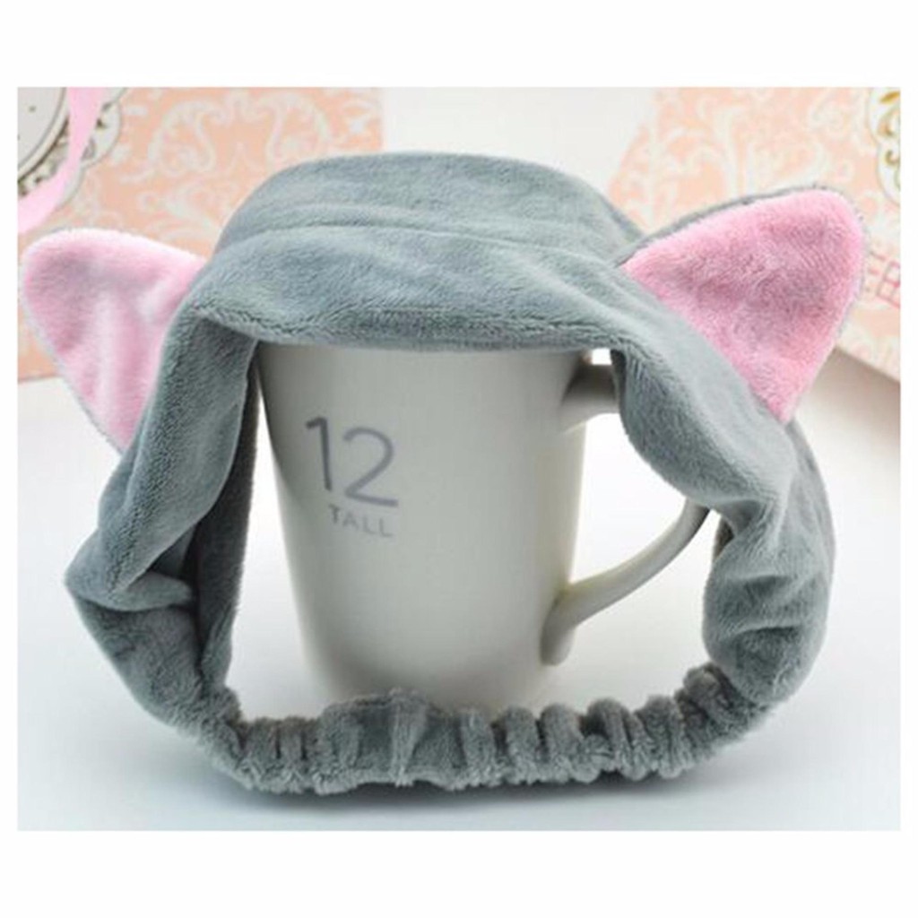 Băng đô/ Turban tai mèo xám , mềm, siêu xinh.