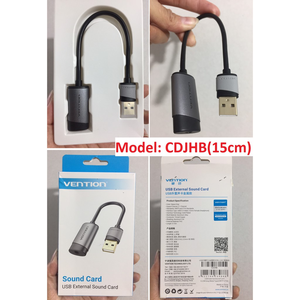 [USB to 3.5mm] Card âm thanh Vention CDJHB 15cm / CDNH0 / CDZB0 15cm