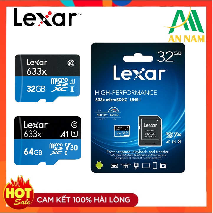 Thẻ nhớ Lexar 32GB/64GB MicroSD class 10 UHS-I - 100MB/s tốc độ ( Đa năng dùng cho Camera, Máy Quay, Máy ảnh )