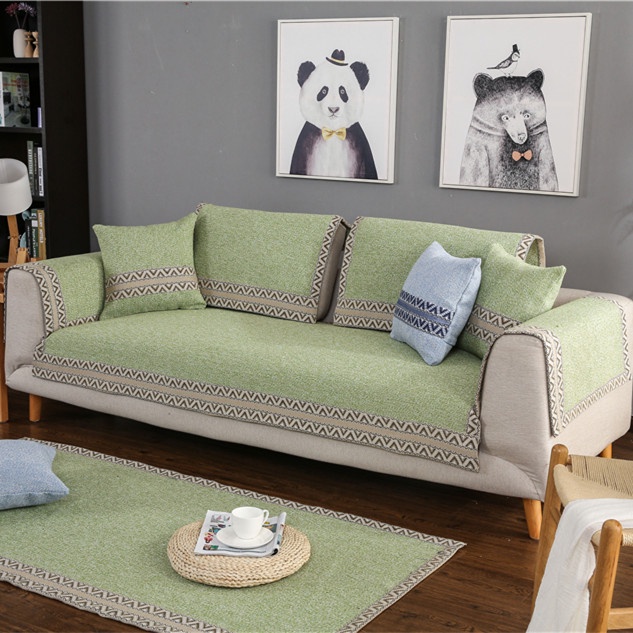 Vỏ Bọc Đệm Ghế Sofa Bằng Sợi Cotton Lạnh Chống Trơn Kiểu Dáng Chữ L Hiện Đại 2022 1 2 3