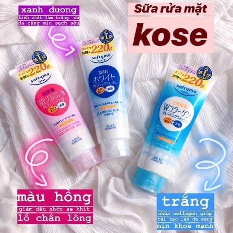 [Hàng _ Nhật]  Sữa rửa mặt Kose Softymo Cleansing Foam Nhật Bản 220G