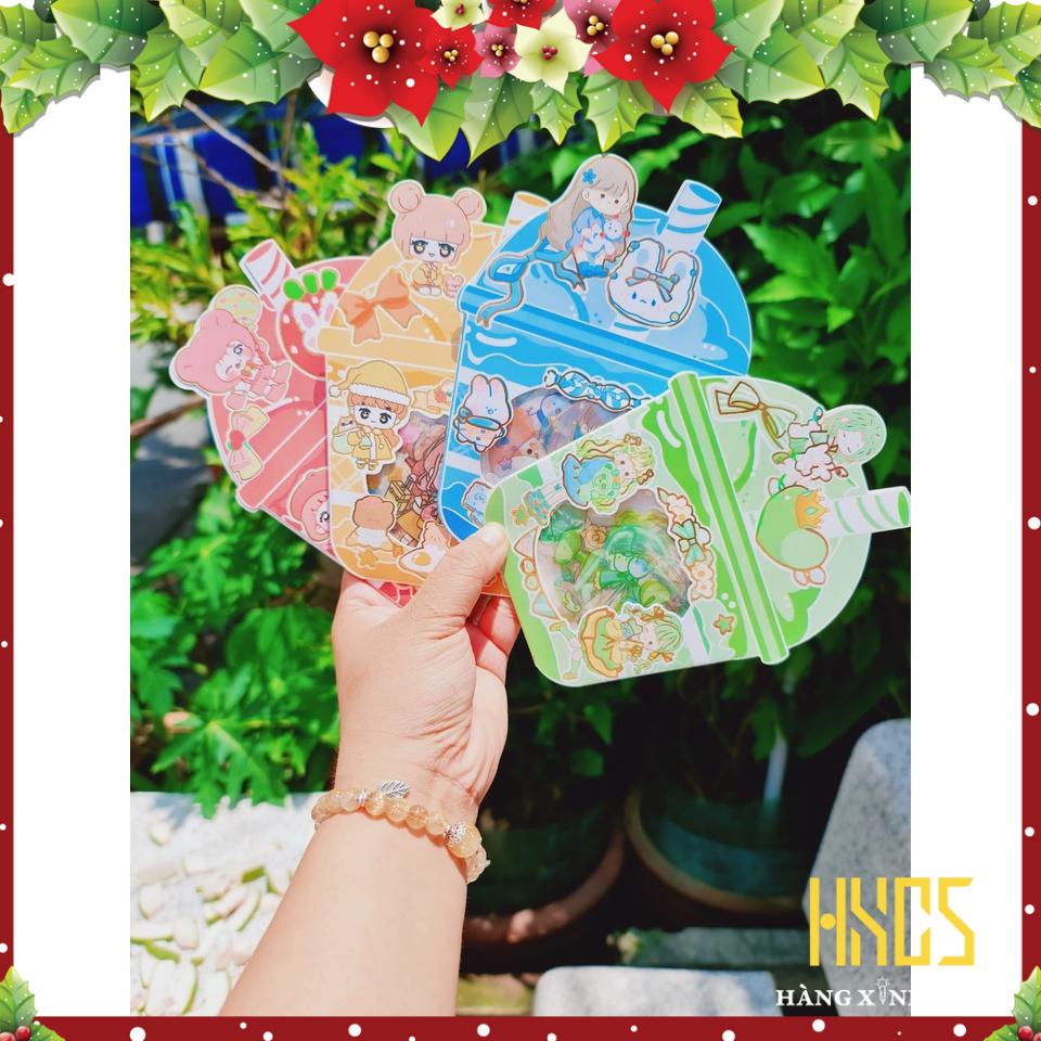 Sticker gói ly trà sữa siêu dễ thương