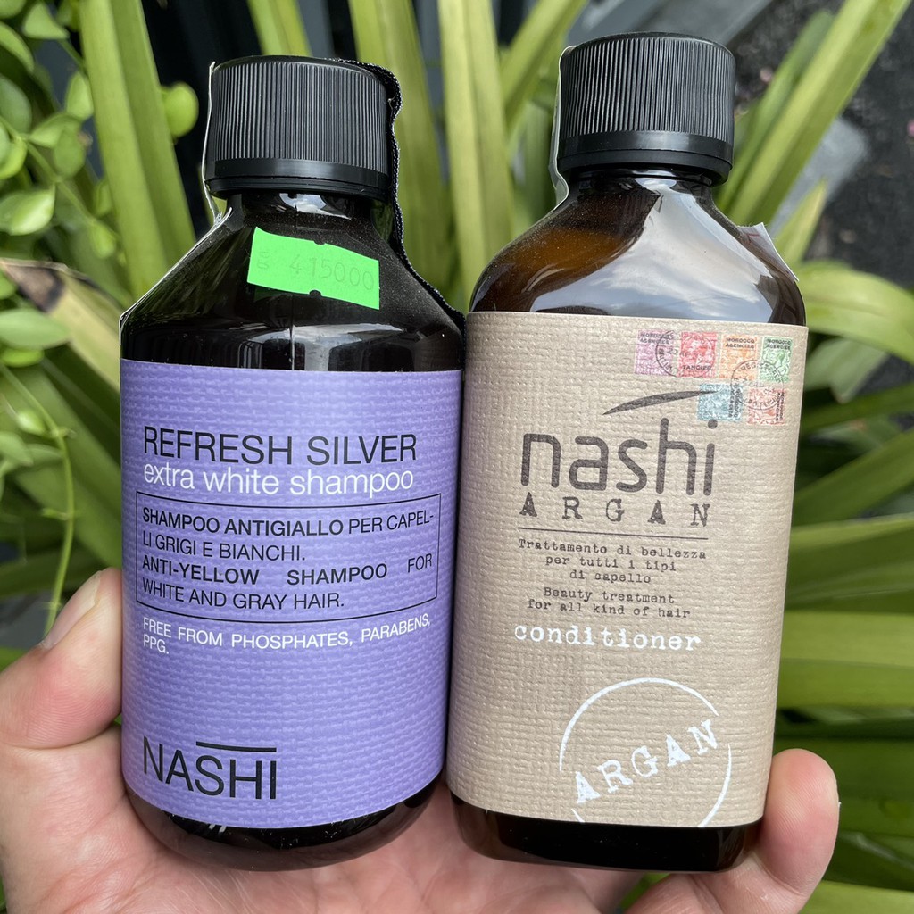 🇮🇹Nashi-Italia🇮🇹 Dầu gội khử ánh vàng Nashi Refress Silver extra white shampoo 250ml