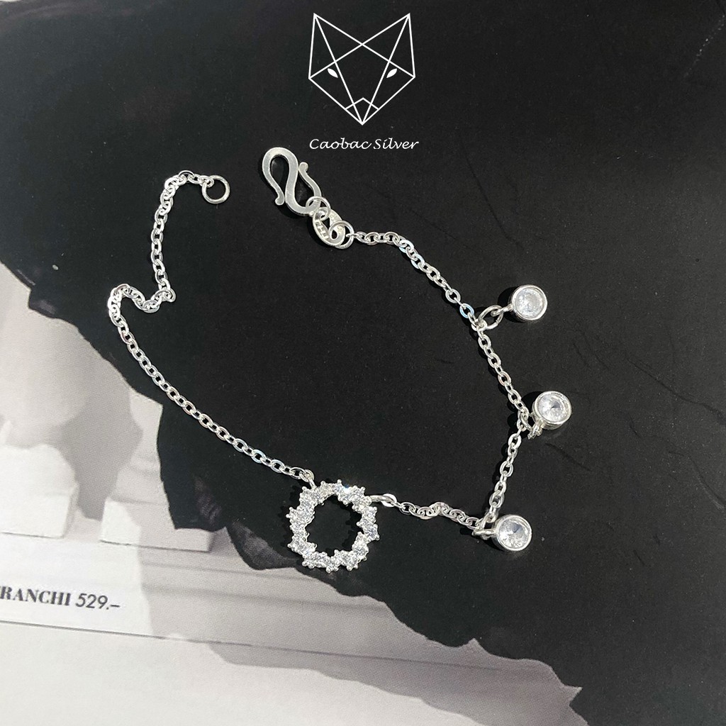 Lắc Tay Bạc Ta CaoBac Silver Cho Nữ Huyền Thoại Biển Xanh Mix Thêm Ba Ổ Đá Sợi Xích Mảnh